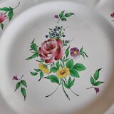 Large round dish KG Lunéville Reverbère, earthenware from the East, floral decoration.