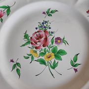Large round dish KG Lunéville Reverbère, earthenware from the East, floral decoration.