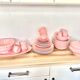 Lot of pink tableware "Faience de Salins" made in France