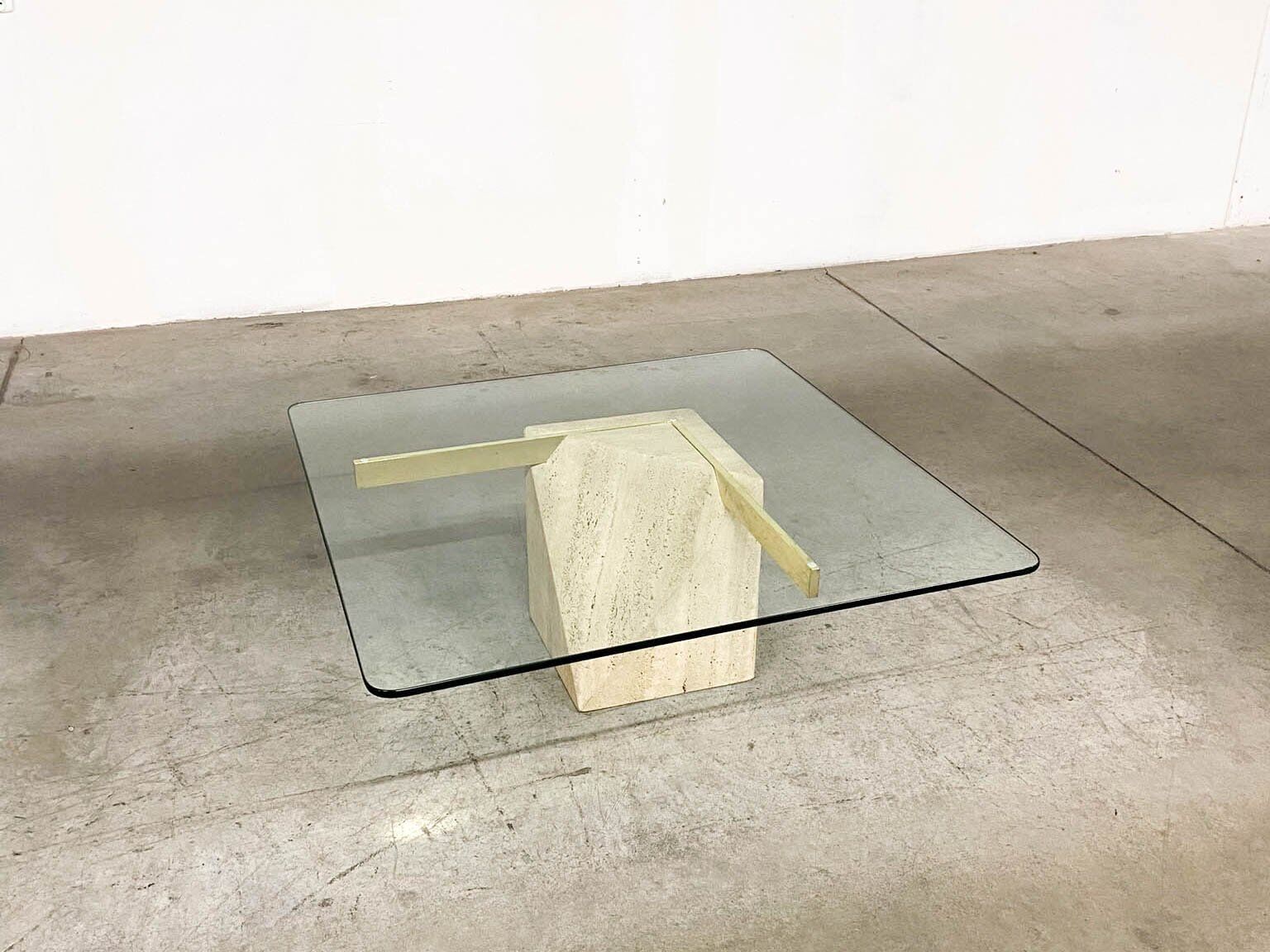 Italian travertine coffee table from Artedi, 1970s