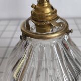 Large wall light in holophane glass and brass