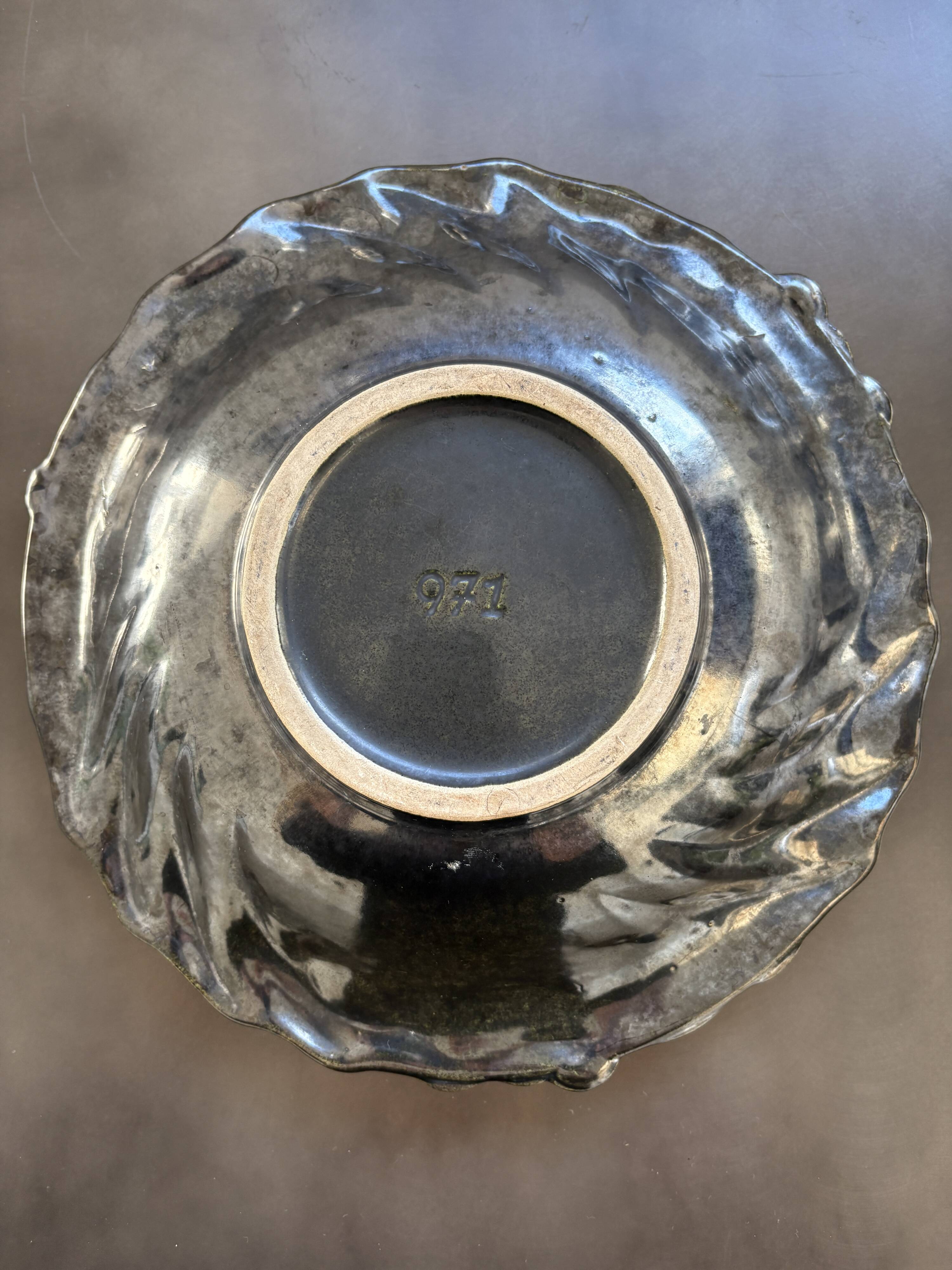 Art Nouveau ceramic bowl – grape decoration