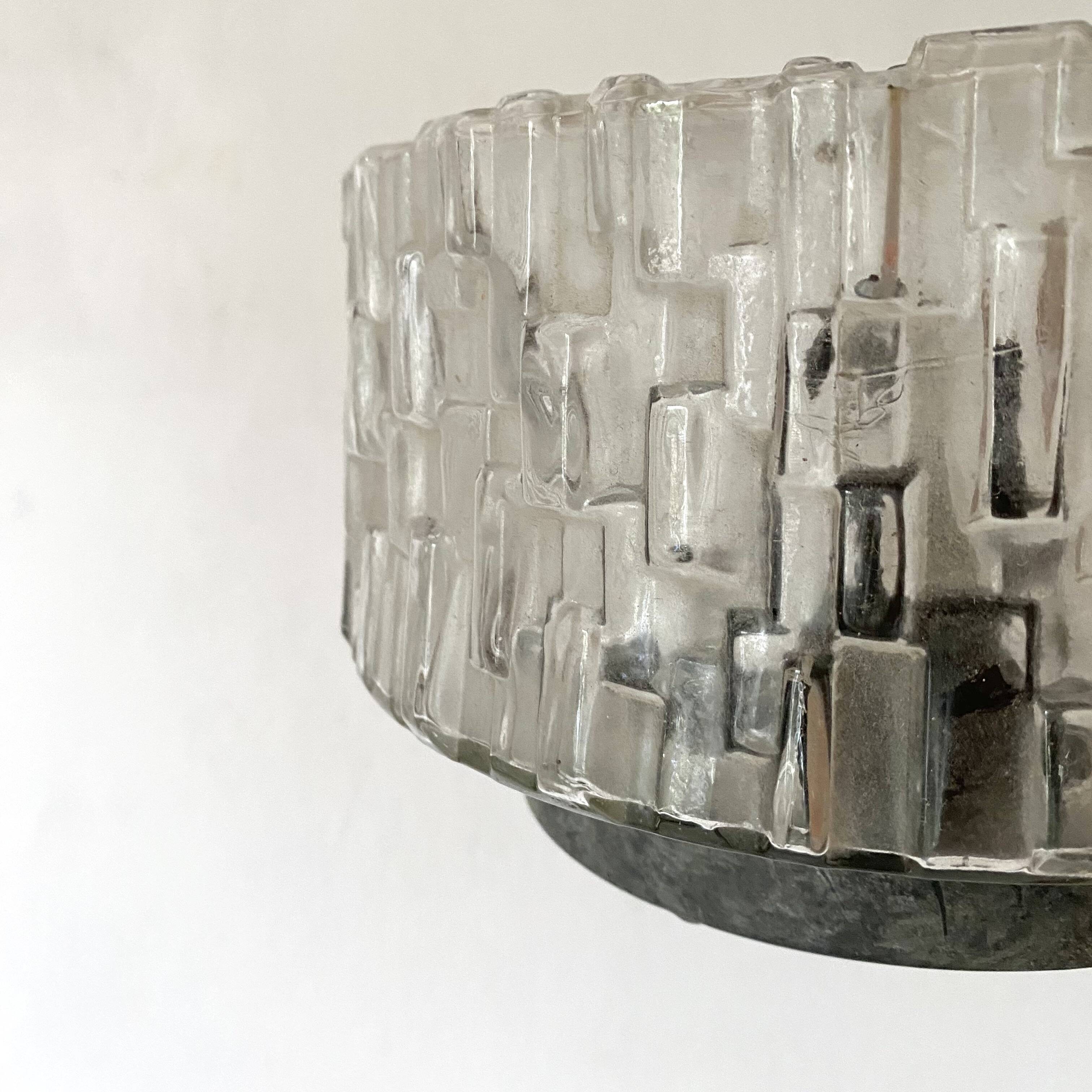 Vintage round ceiling light in molded glass