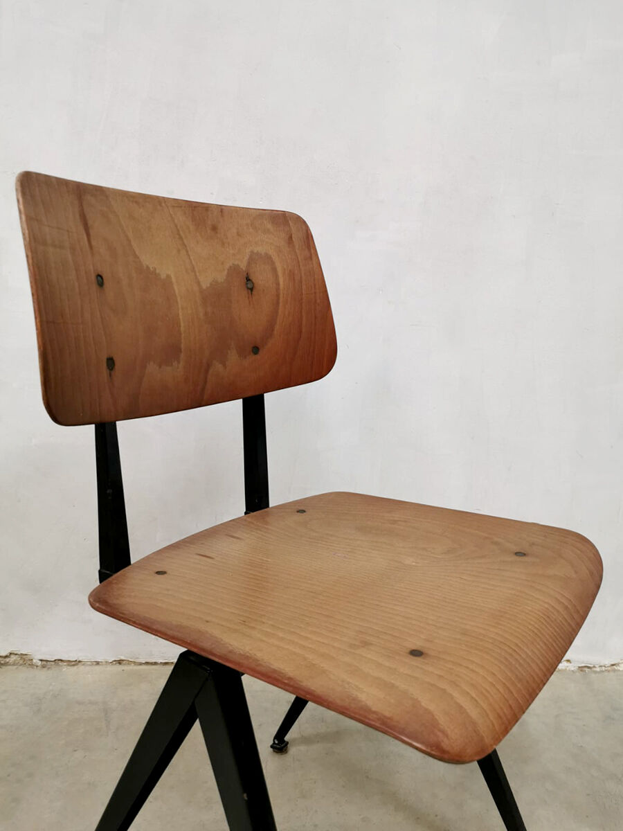 Set of 5 vintage industrial stacking school chairs Galvanitas model S16