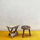Tabouret tripode en bois tourné
