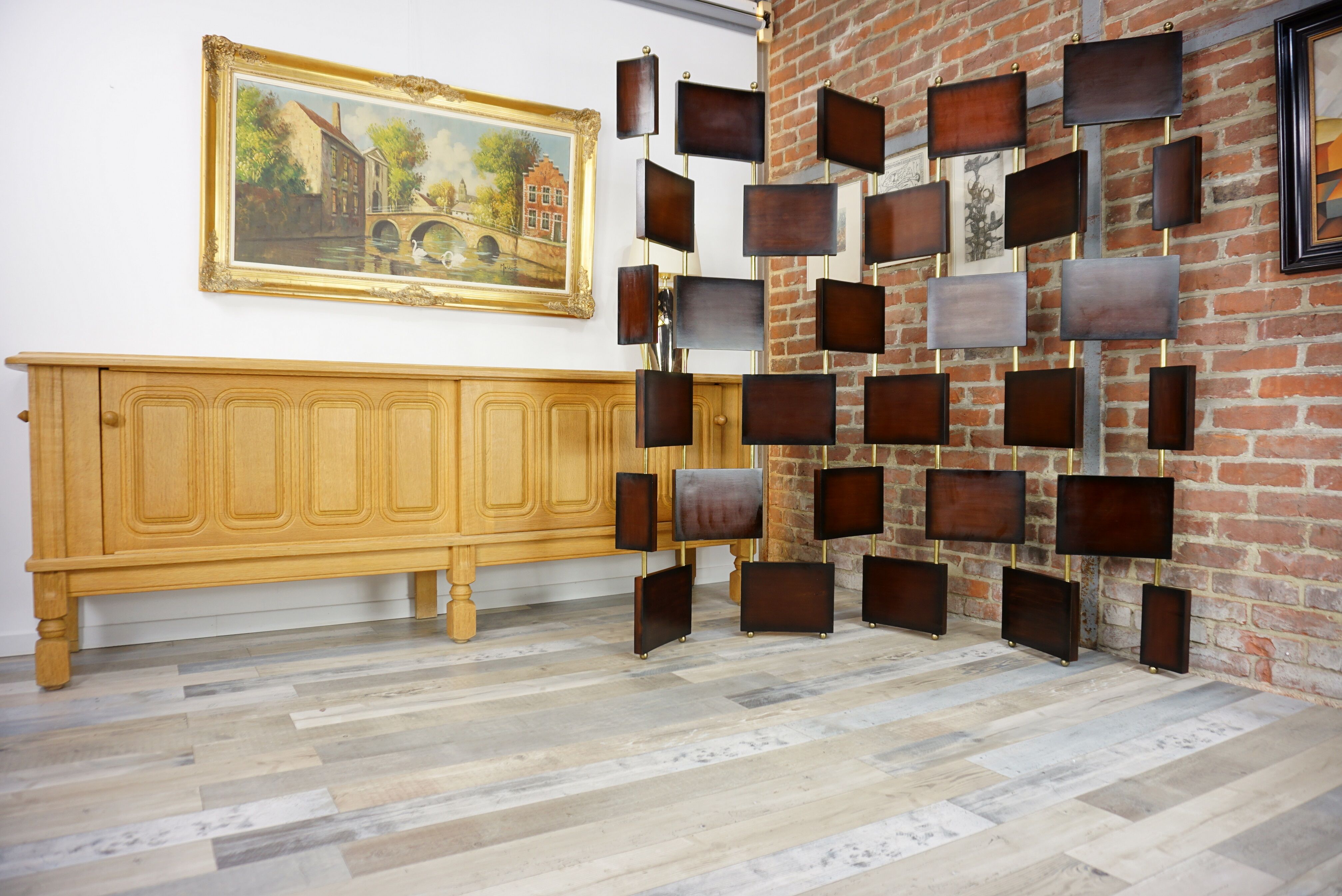 Wooden and brass screen