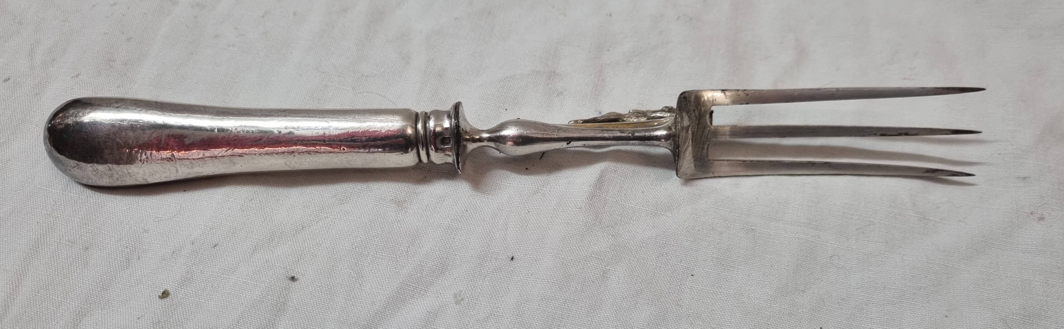 Solid silver meat fork, early twentieth century