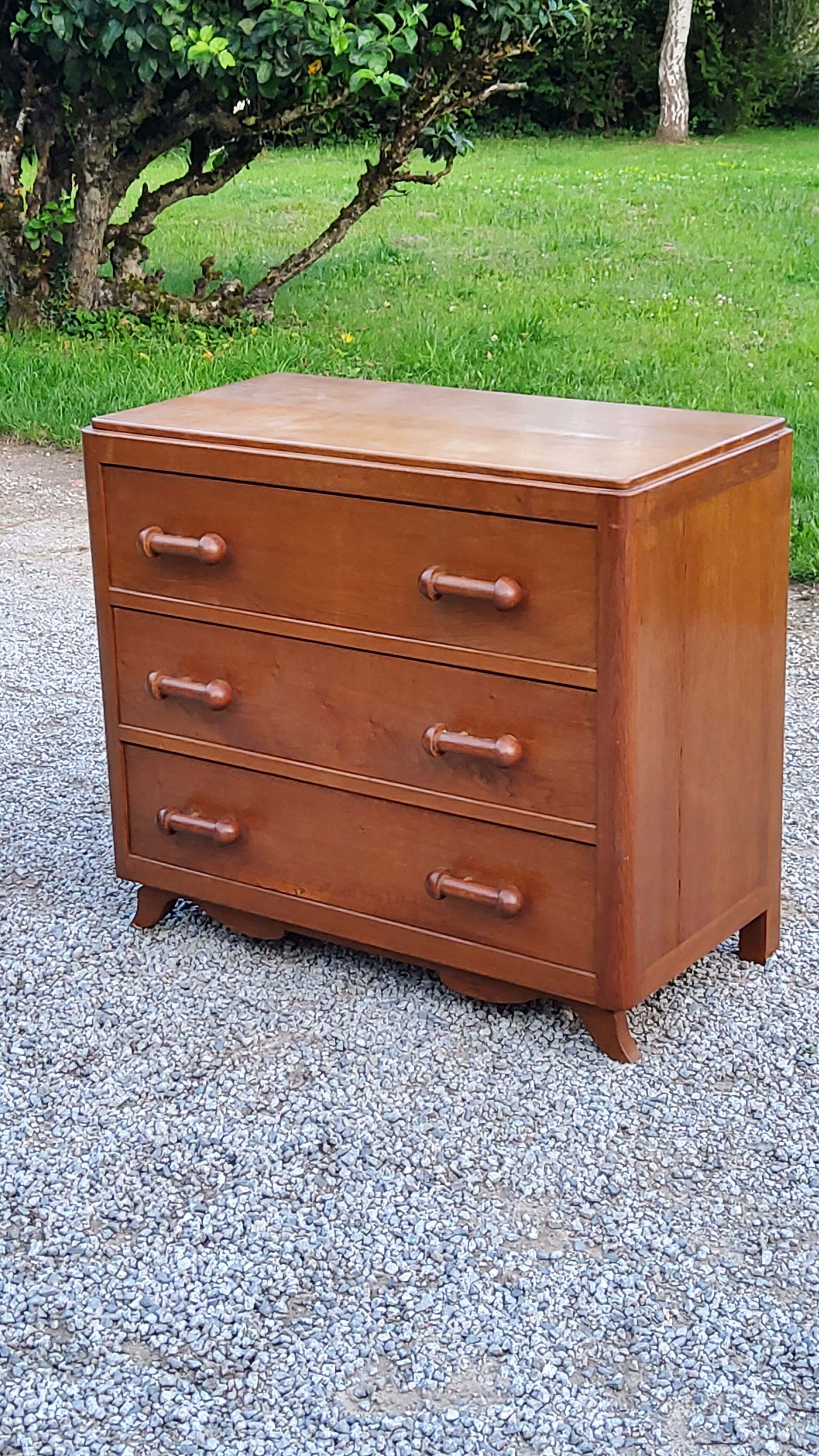Vintage chest of drawers from the 50s solid oak 3 drawers