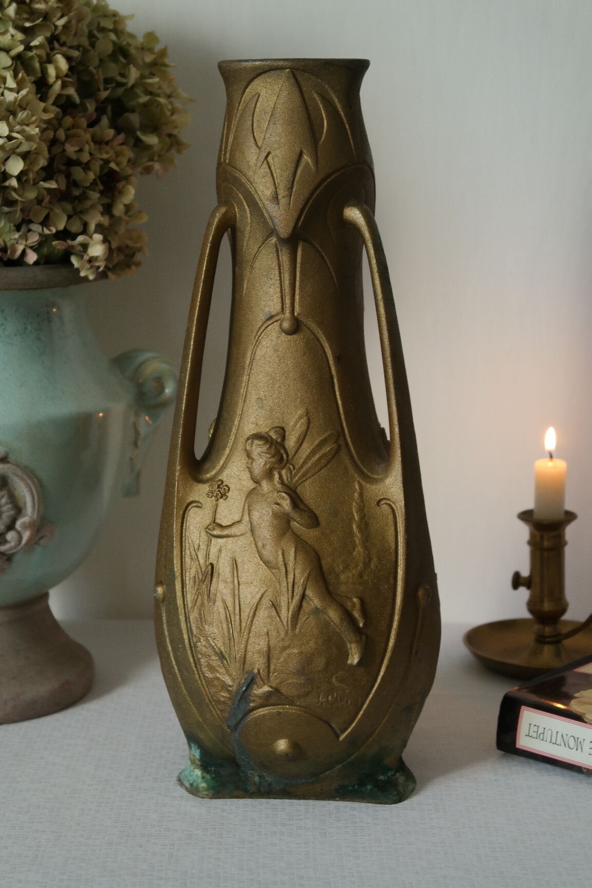 Art Nouveau vase "Nymphes" signed by Jean Garnier