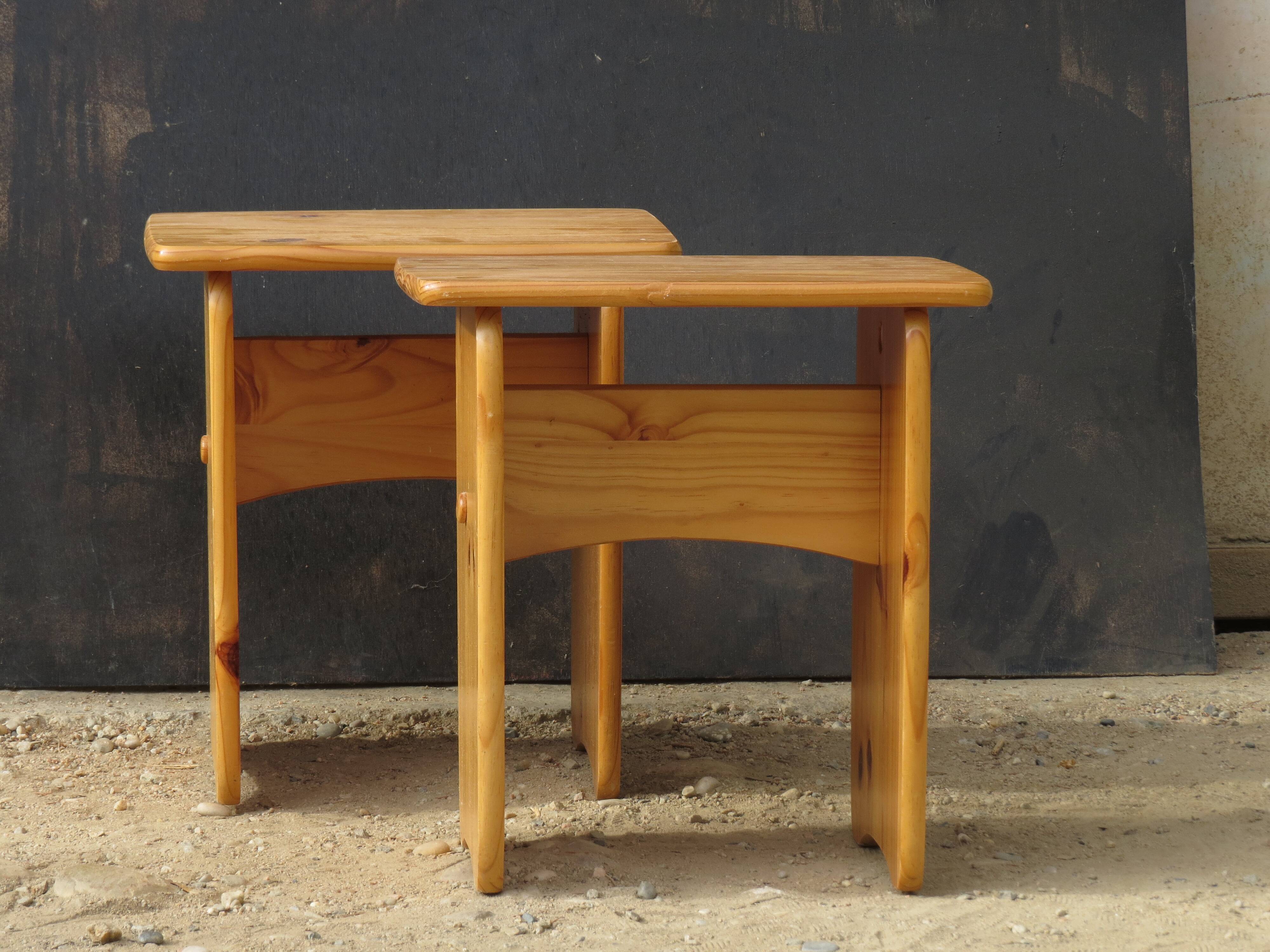 Pair of small pine tables
