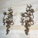 Pair of Two-Arm Wall Lights in Gold Metal with Leaf Decoration