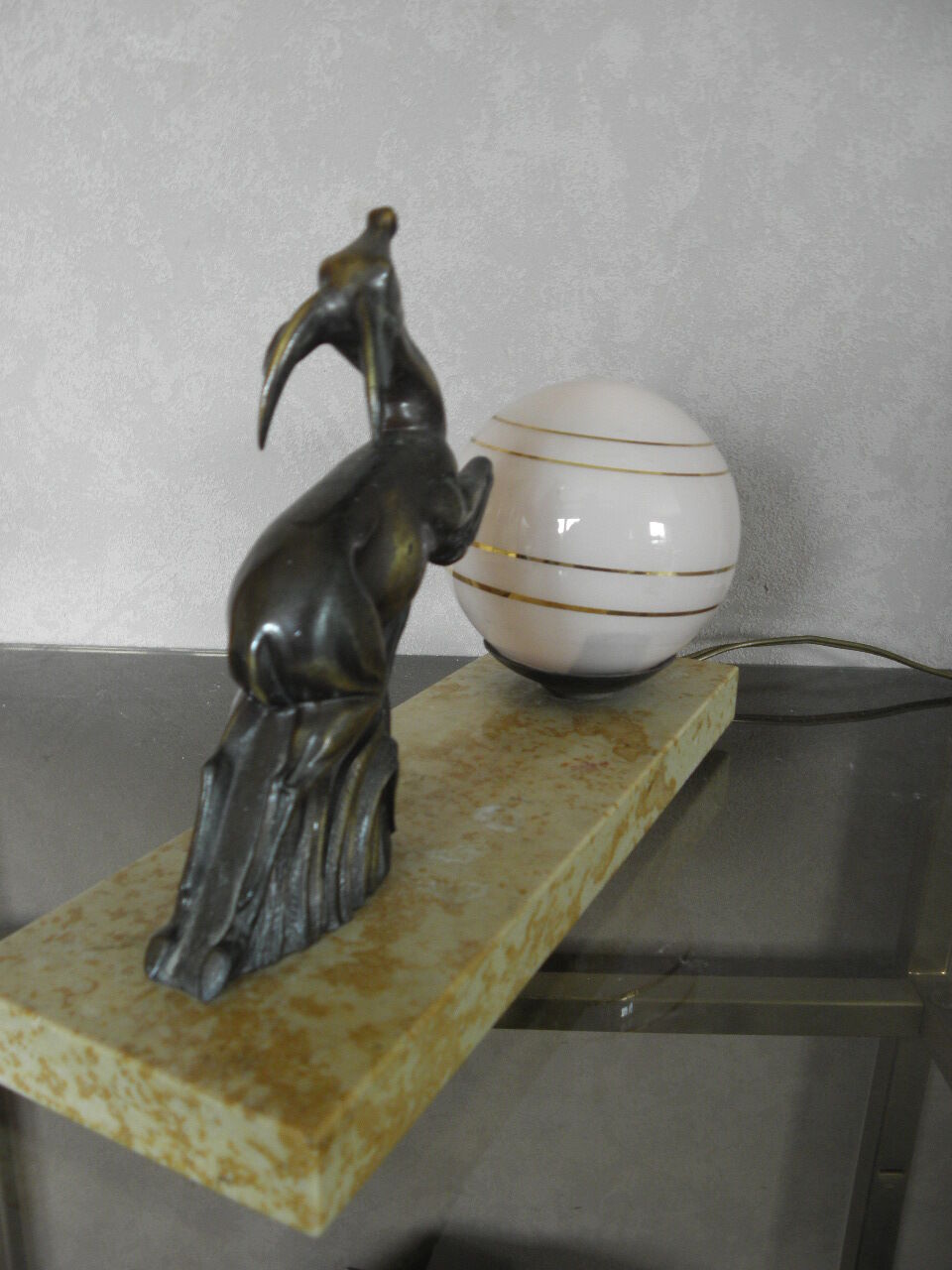 Art Deco marble figurine table lamp