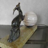 Art Deco marble figurine table lamp