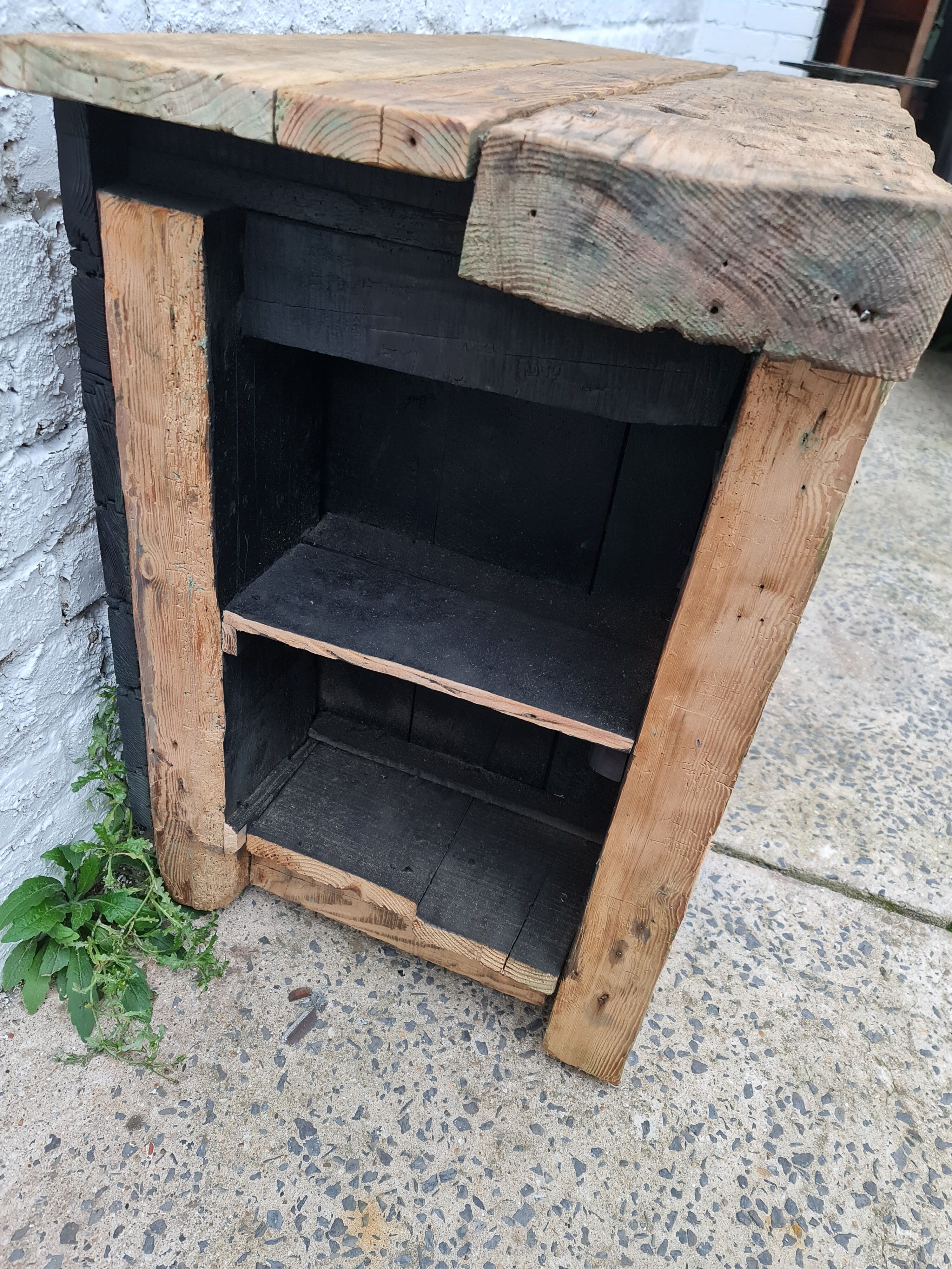 Old established a door and five drawers raw wood