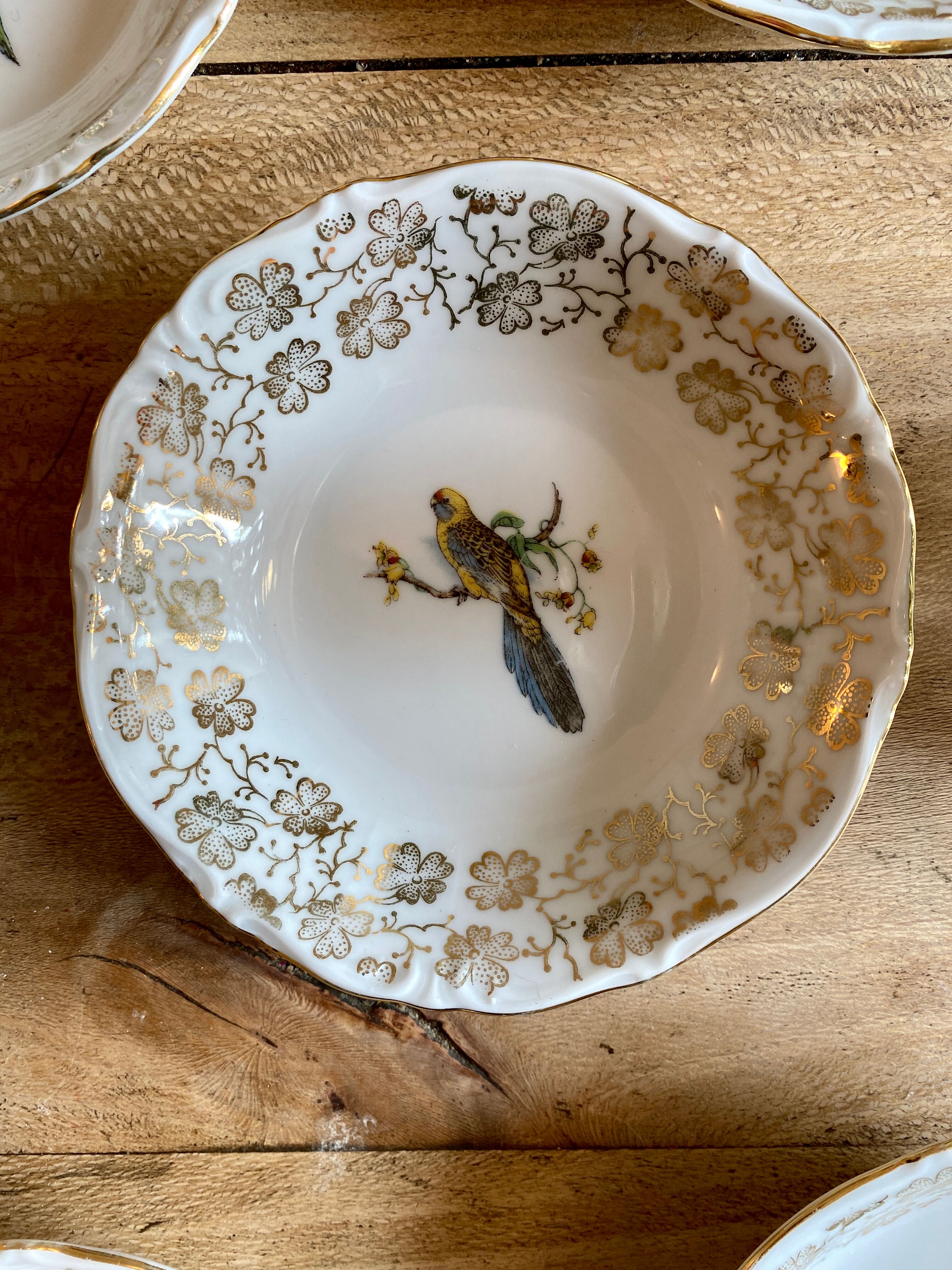 Set of 7 vintage ramekins porcelain bird decorations