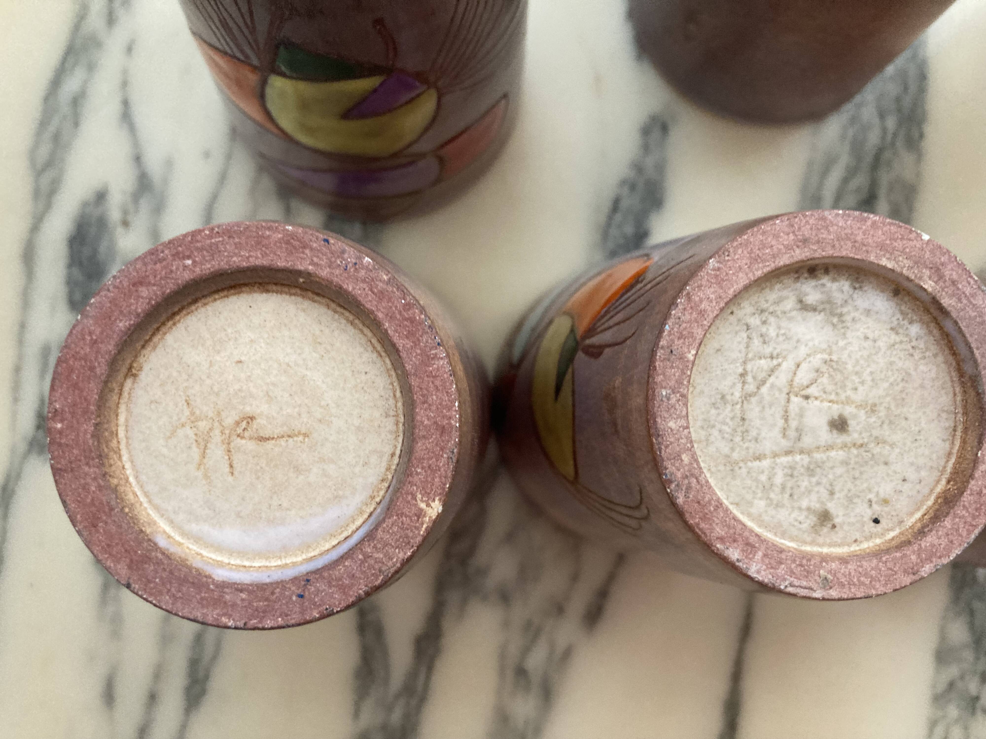 6 Vintage vallauris ceramic orangeade cups