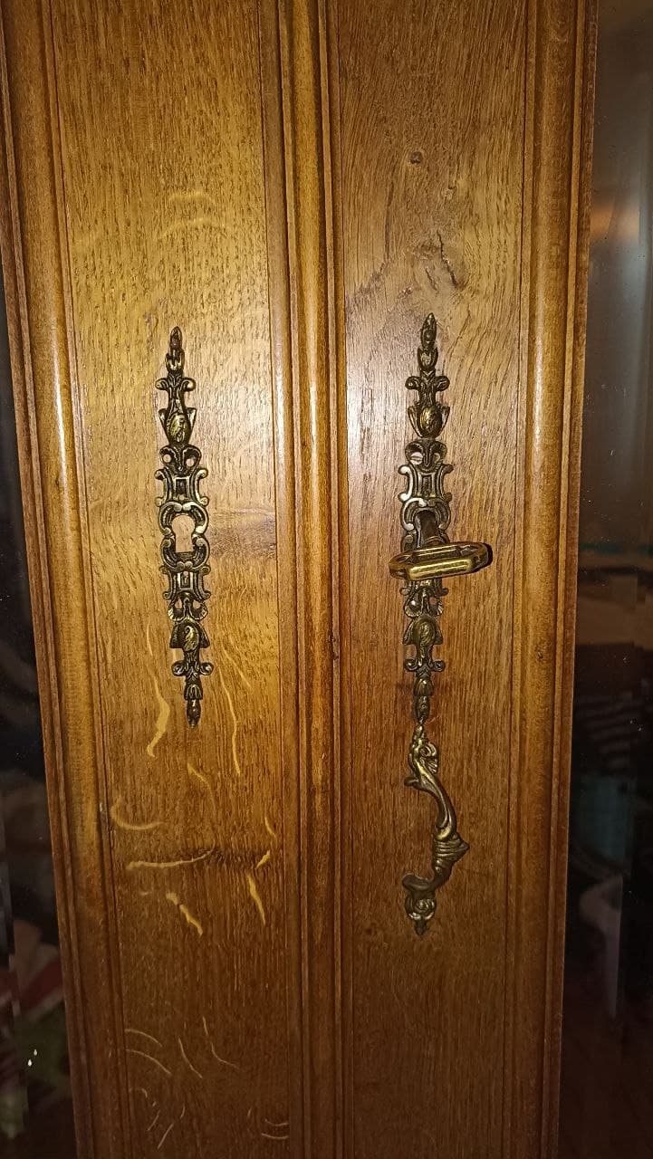 Antique oak wardrobe, 2 large mirrors