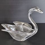 Vintage swan pocket in crystal from Vannes 1970