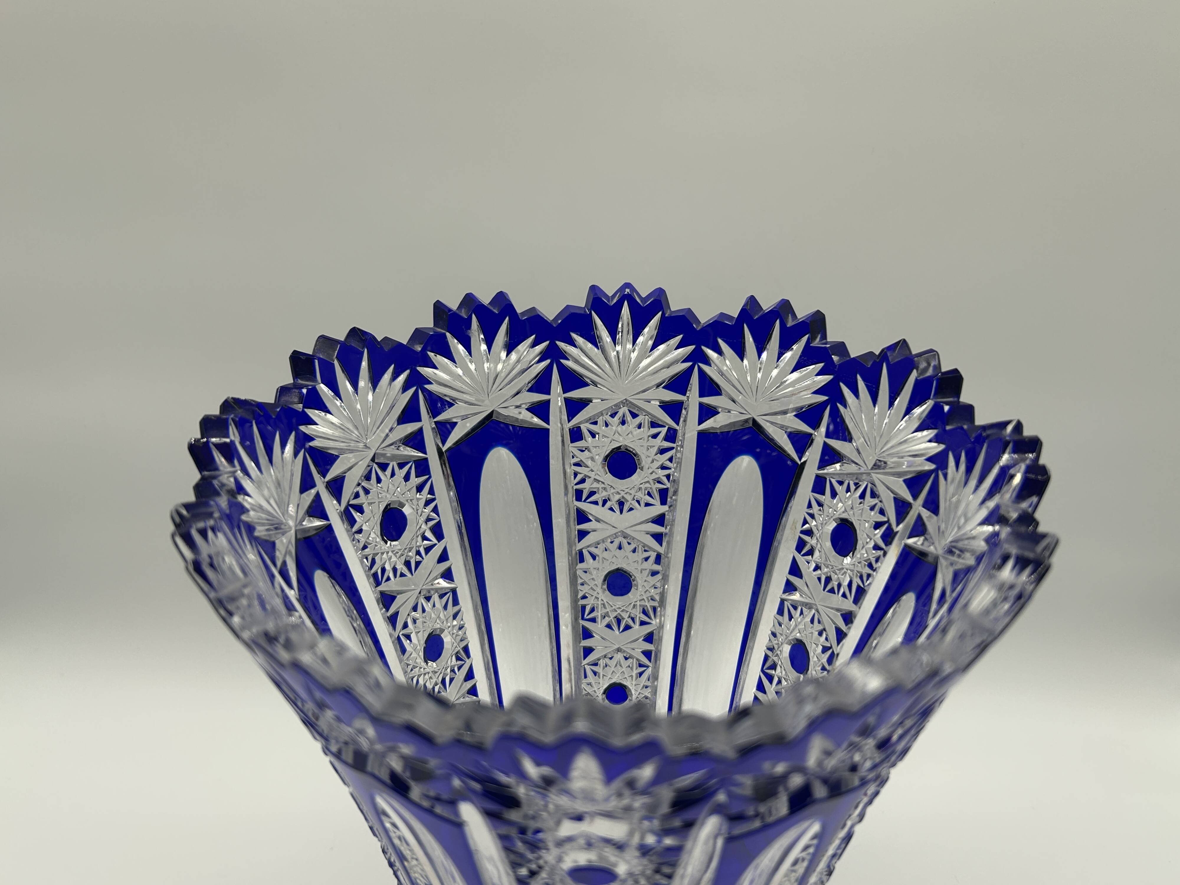 Superb richly cut Bohemian crystal vase