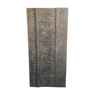 Large panel of indian carved wood nineteenth century
