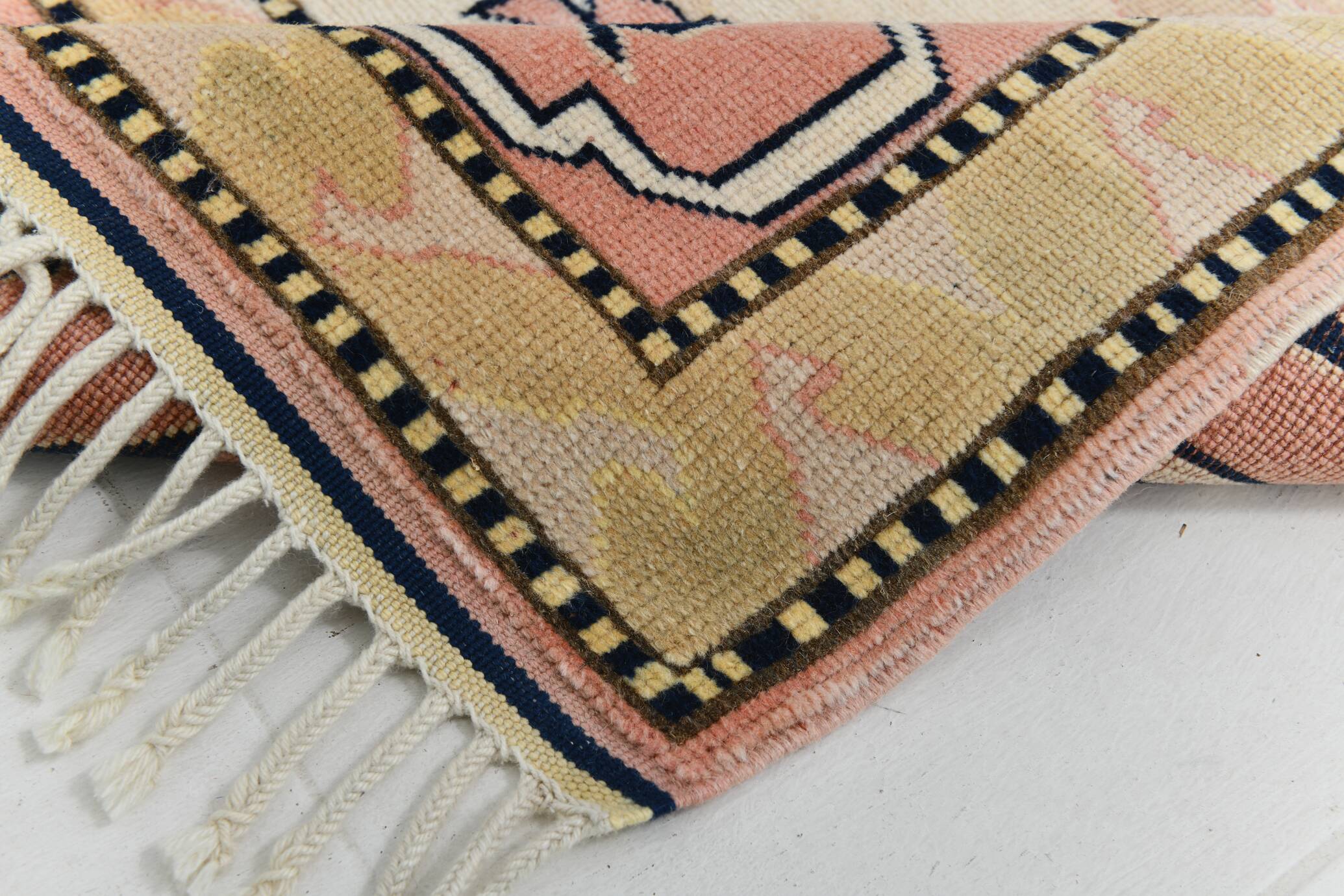 6x8 Pink & Navy Blue Oriental Vintage Rug, 186x247Cm