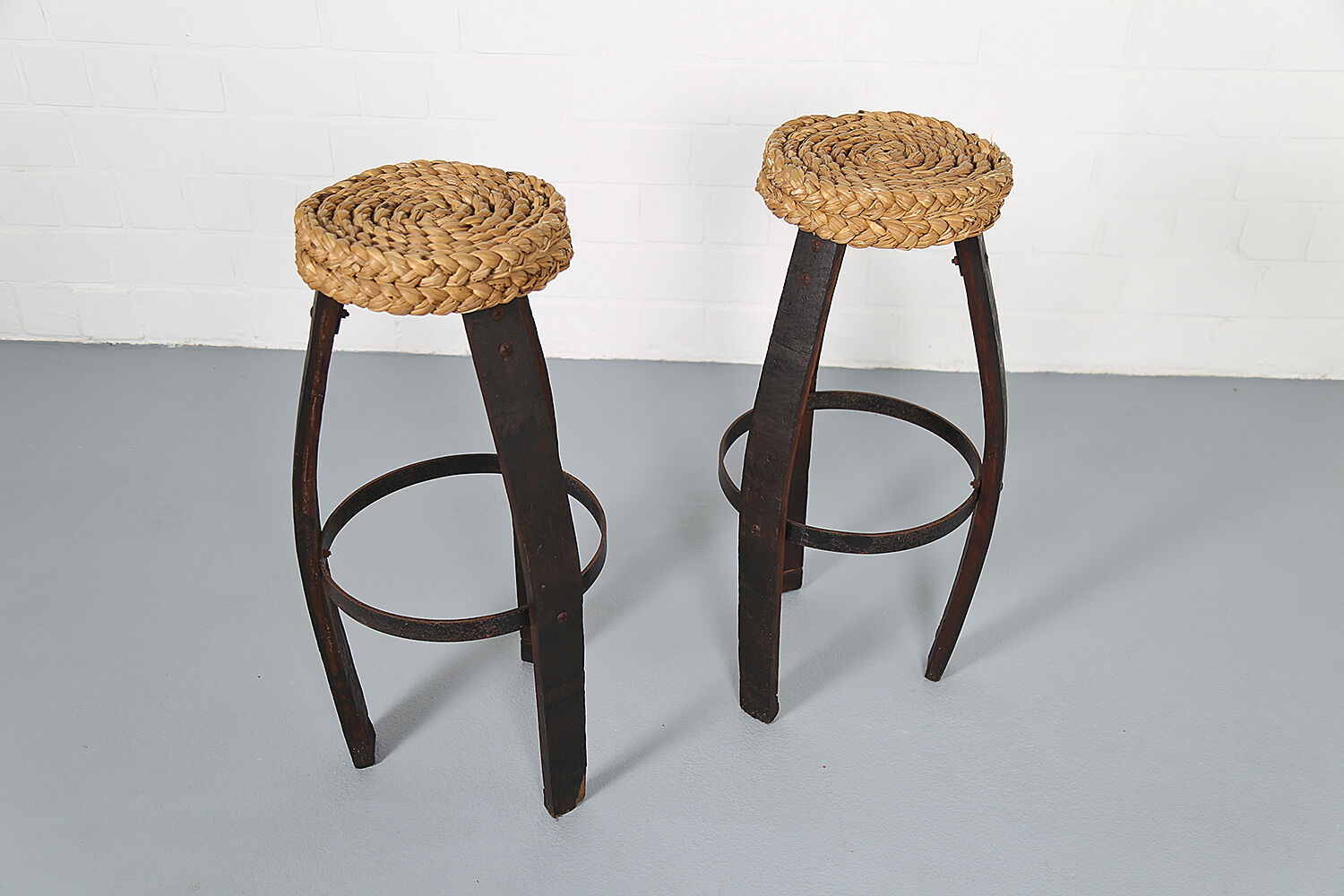 Original set of 2 bar stools by Frida Minet and Adrien Audoux, 1950s, France