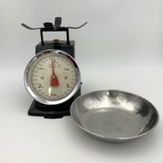 Vintage kitchen scale, black metal and stainless steel