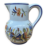 Old pitcher decor rouen geo martel white ceramic vintage flower decor #b644