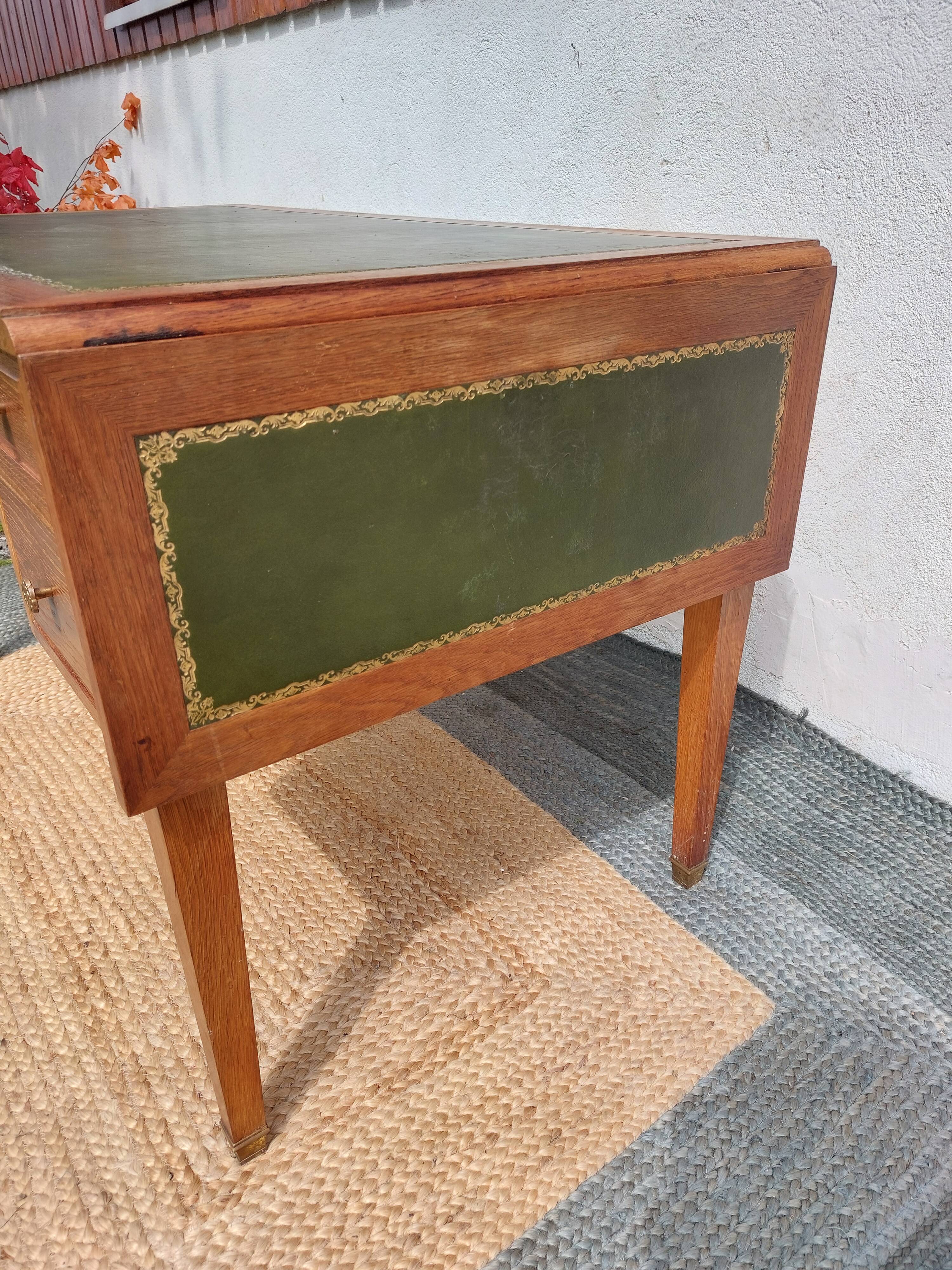 solid wood desk, leather top and extension
