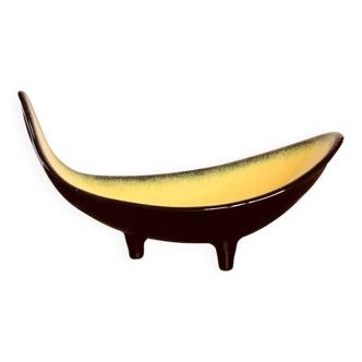 Grande Coupe tripode Céramidi . Jaune et noire Signature incisée céramidi