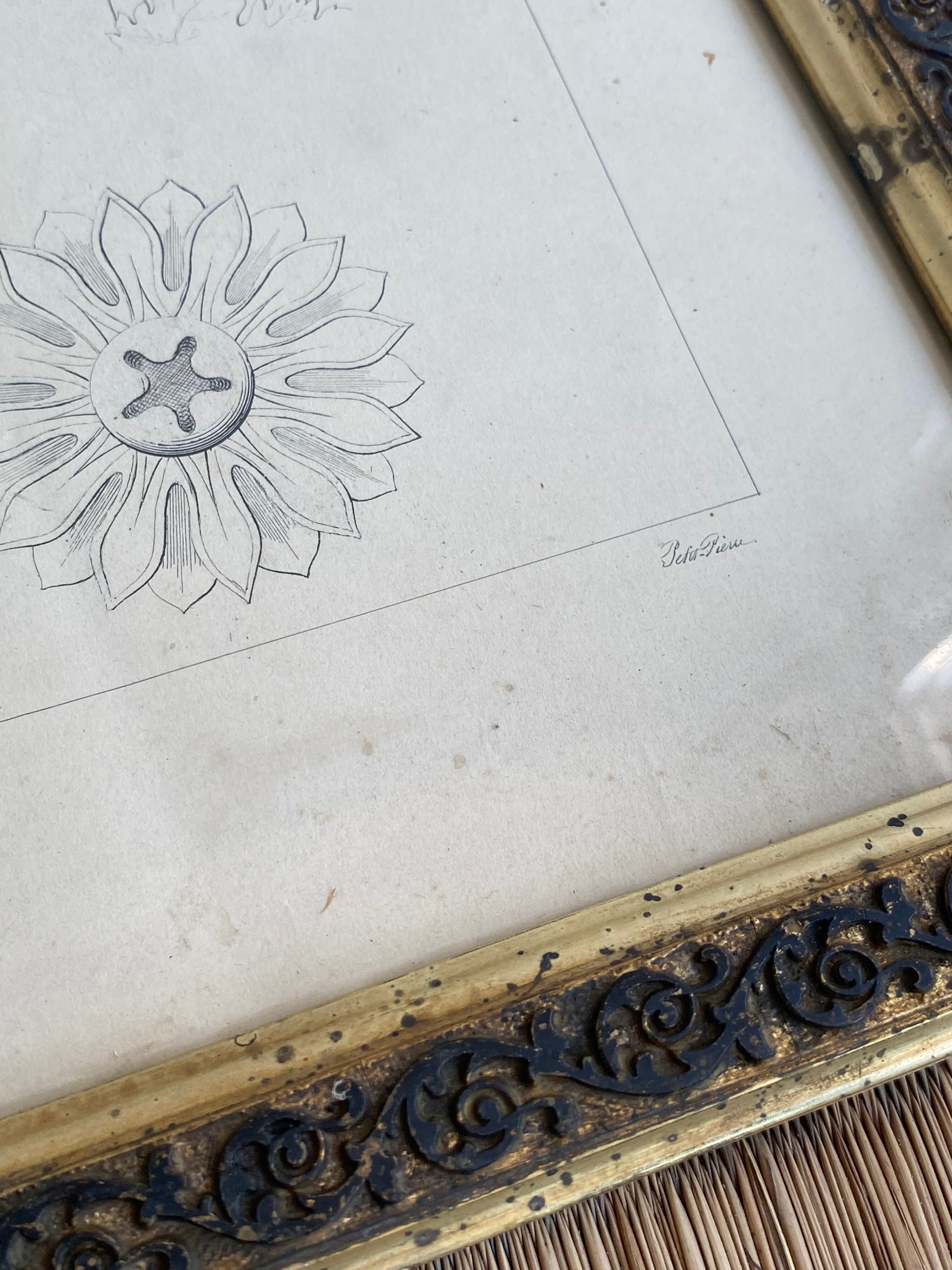 Architectural drawing 1857, glazed wood frame