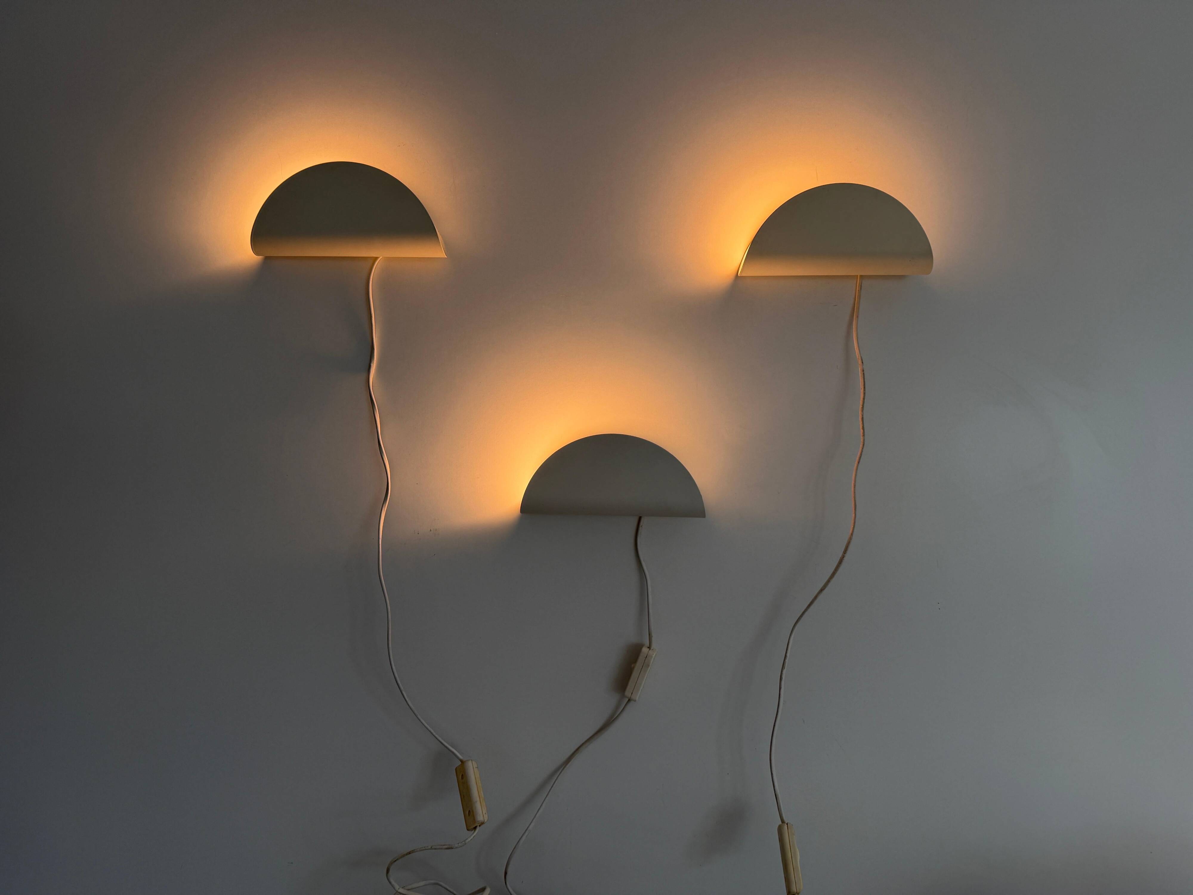 Set of three cream metal wall lights by Nordlux, 1980s, Sweden.