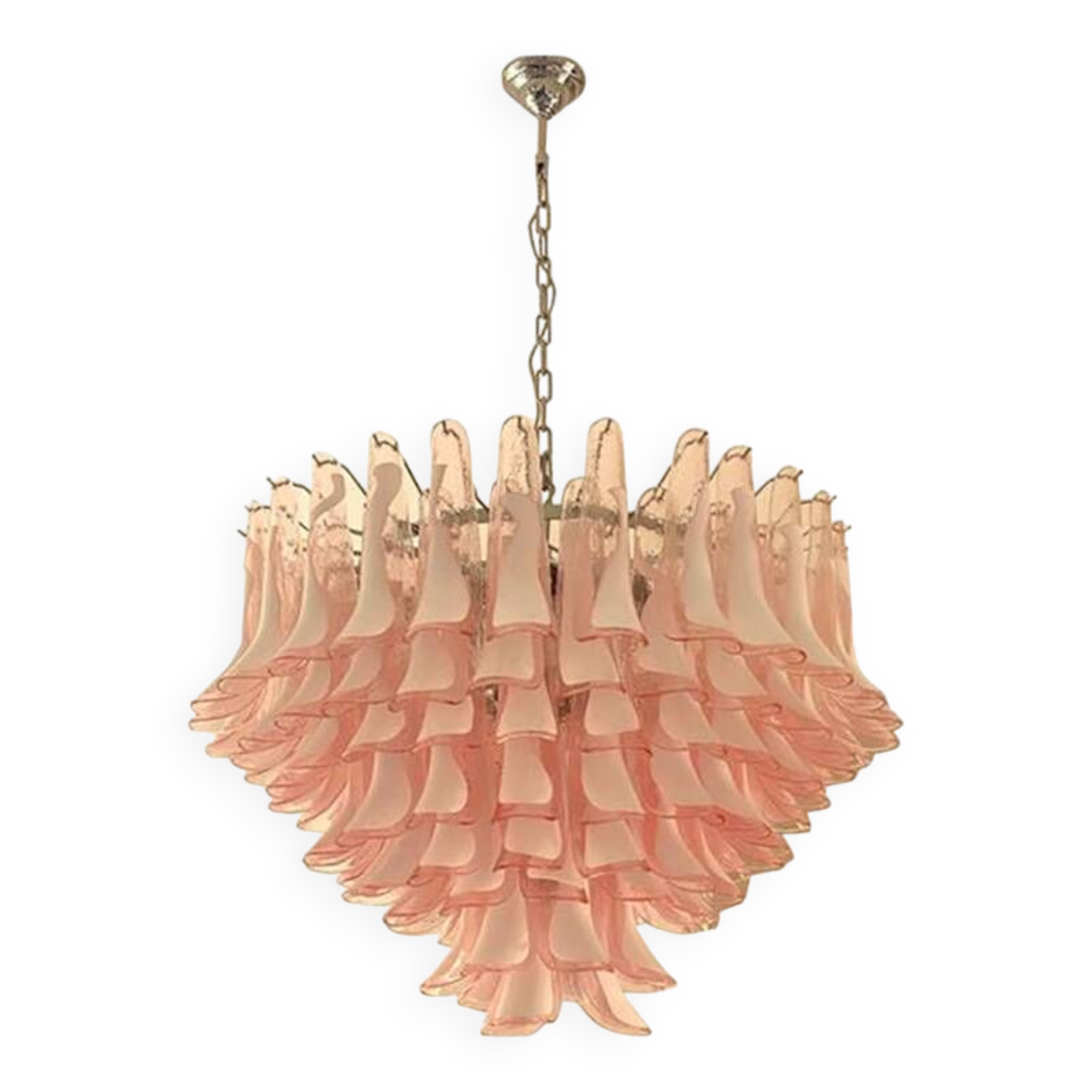 Contemporary White and Pink “Selle” Murano Glass Petali Chandelier