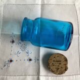Blue glass jar with Henkel cork stopper - vintage