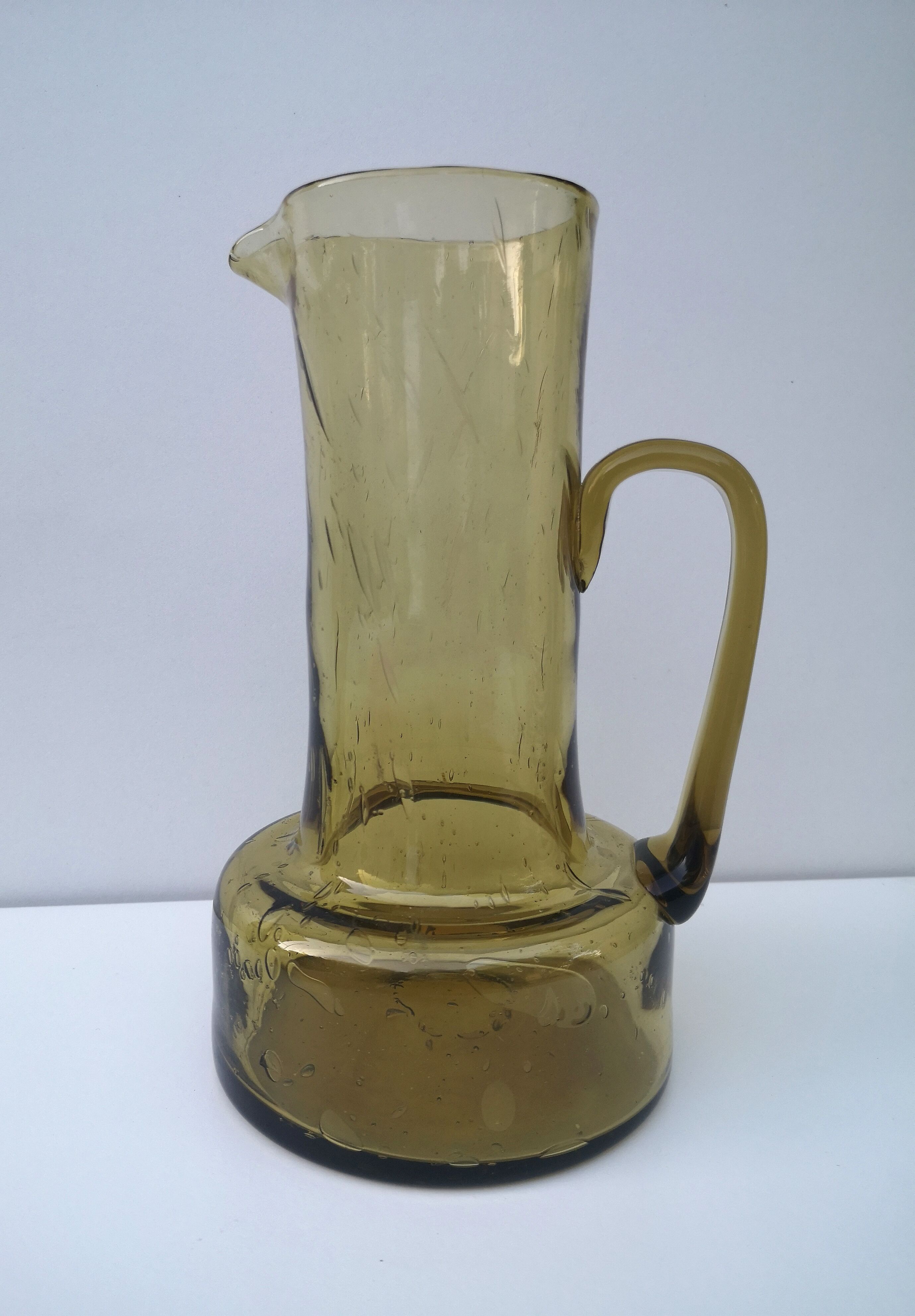 Carafe vintage en verre bullé, soufflé