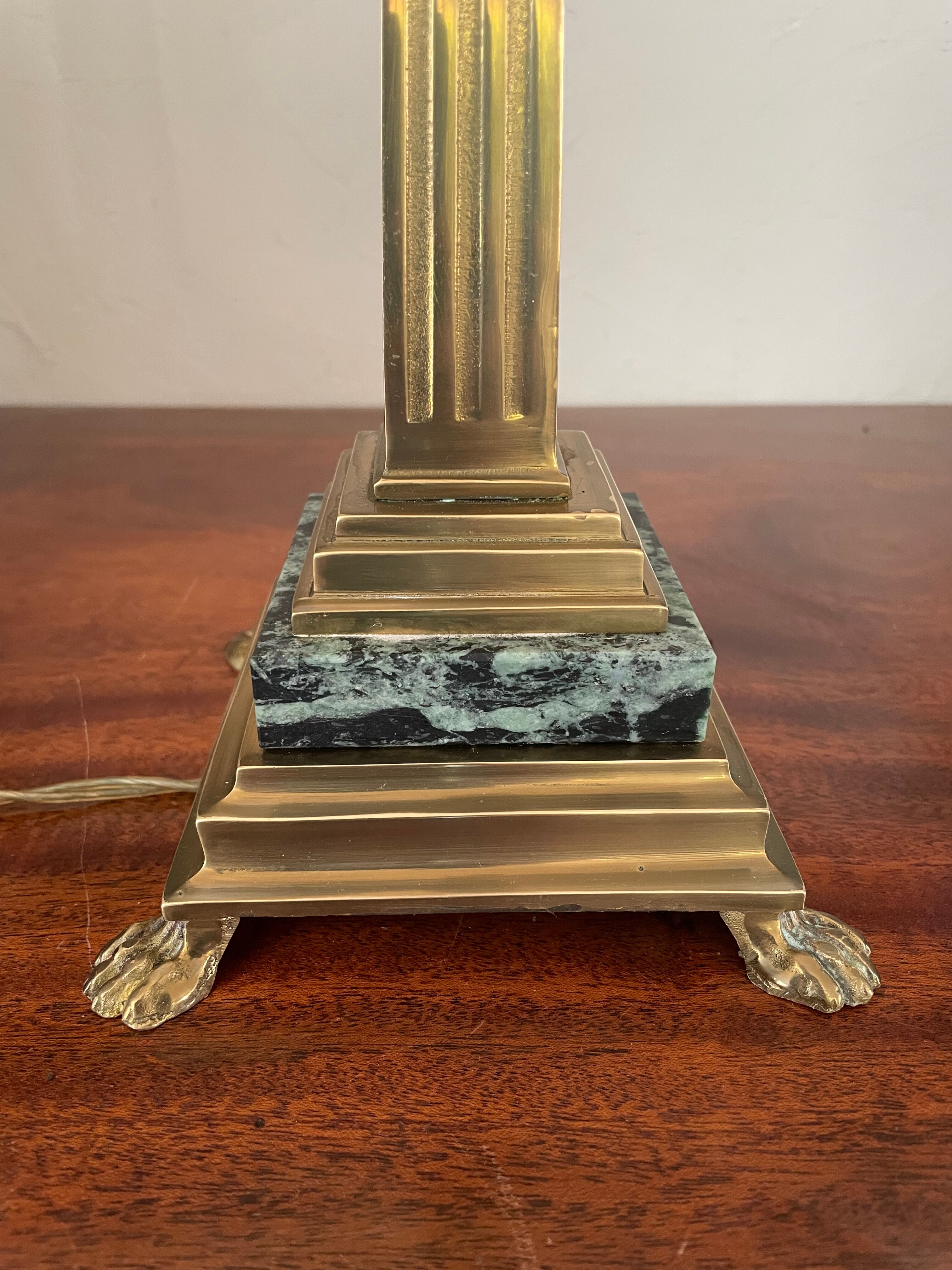 Column lamp in gilded bronze and marble 36cm