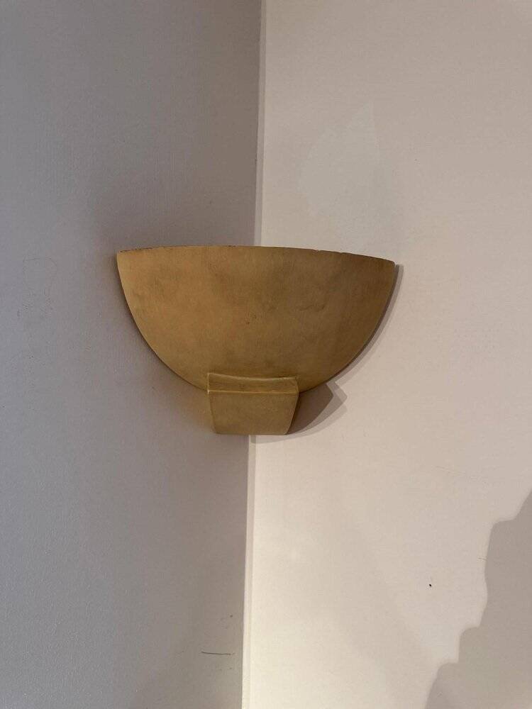 Art Deco wall lights in patinated plaster, France, 1925, set of 3