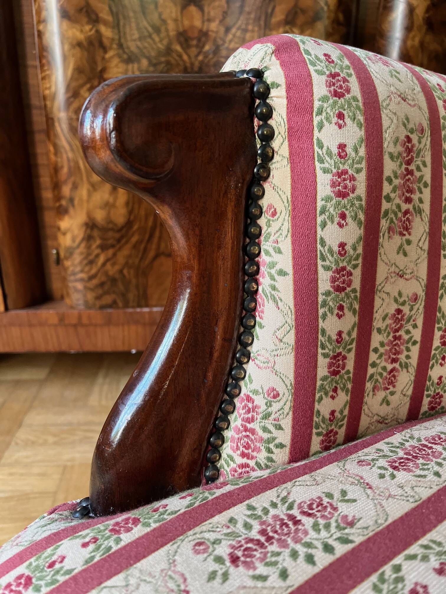 Louis Philippe style armchair with footrest from the 19th century.