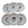 Set of 6 flat plates in faience of Sarreguemines 5040