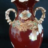 Art Nouveau ceramic vase, floral motifs, gilded highlights