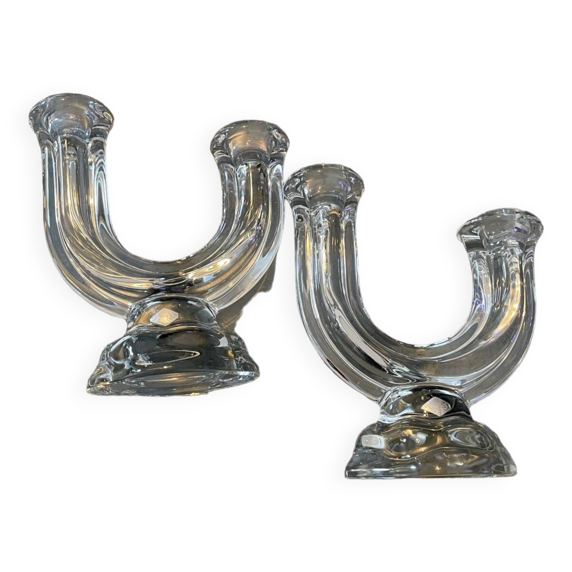 Paire de chandeliers Cristal de Vannes, collection « Le Chatel »