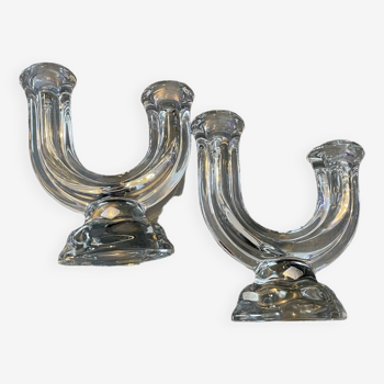 Pair of Cristal de Vannes candlesticks, “Le Chatel” collection