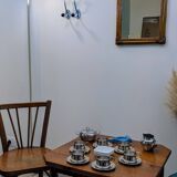 Pair of vintage chrome and blue coat hooks