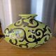 Vintage ceramic pebble vase green & black 35 cm