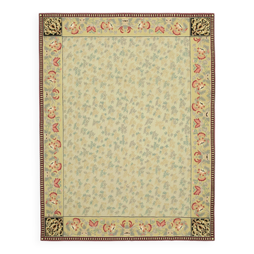Tapis Aubusson vintage européen fait main 273 cm x 367 cm