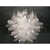 Clear “Selle Seghettate” Murano Glass Candlestick