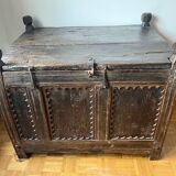 Coffre ancien iranien en bois massif - fabriqué à la main