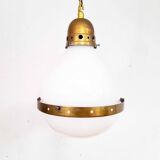 Bauhaus pendant lamp in opaline glass and brass