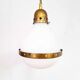 Suspension Bauhaus en verre opalin et laiton