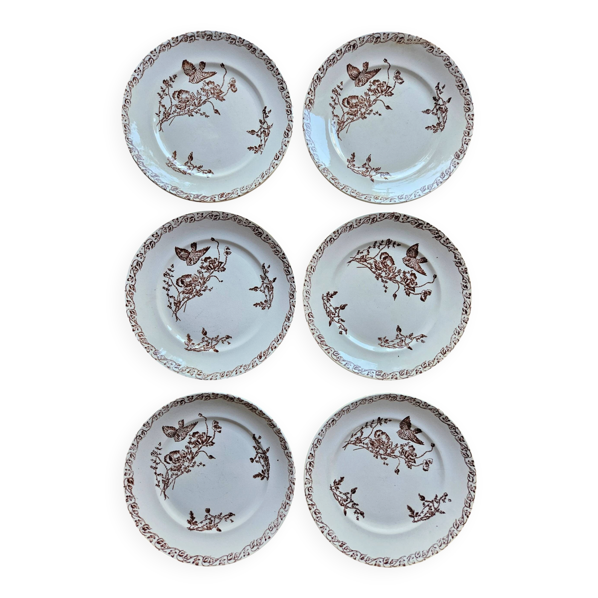 Ironstone dessert plates, poppies